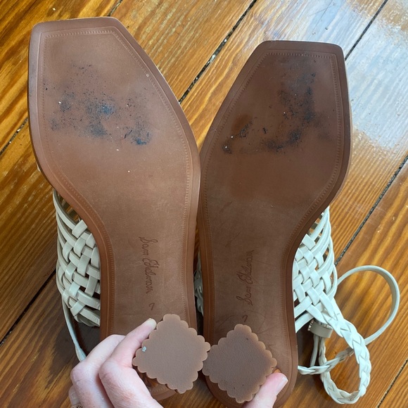 Sam Edelman Ivory Holland Leather Square-toe Huarache Heels Size 7 - Picture 9 of 14